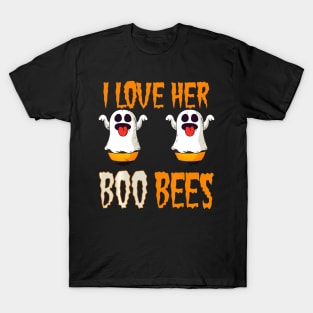 I Love Her Boo Bees Matching Couples Halloween Costume T-Shirt